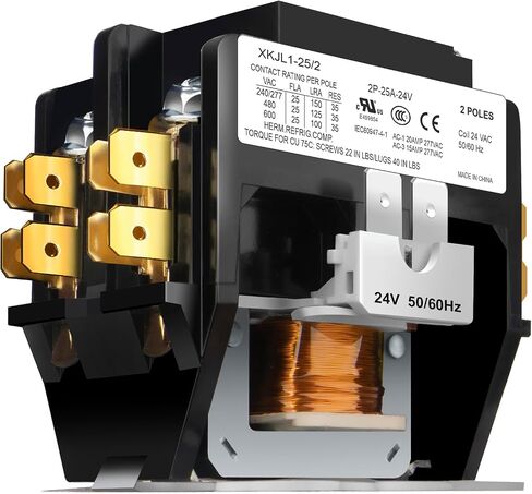 قواطع HVAC، FOCSPROD 25 أمبير قطب واحد / 1 قواطع قطب 24V ملف AC قواطع، مكثف مكيف الهواء ضاغط قواطع AC قواطع غرض محدد، مدرج في قائمة UL in Saudi Arabia