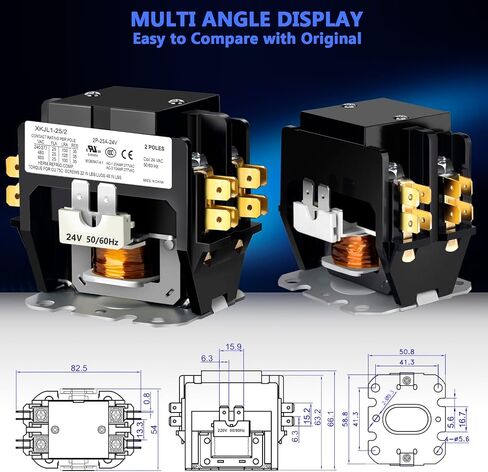 قواطع HVAC، FOCSPROD 25 أمبير قطب واحد / 1 قواطع قطب 24V ملف AC قواطع، مكثف مكيف الهواء ضاغط قواطع AC قواطع غرض محدد، مدرج في قائمة UL in Saudi Arabia
