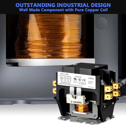 قواطع HVAC، FOCSPROD 25 أمبير قطب واحد / 1 قواطع قطب 24V ملف AC قواطع، مكثف مكيف الهواء ضاغط قواطع AC قواطع غرض محدد، مدرج في قائمة UL in Saudi Arabia