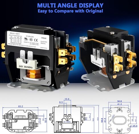 قواطع HVAC، FOCSPROD 25 أمبير قطب واحد / 1 قواطع قطب 24V ملف AC قواطع، مكثف مكيف الهواء ضاغط قواطع AC قواطع غرض محدد، مدرج في قائمة UL in Saudi Arabia