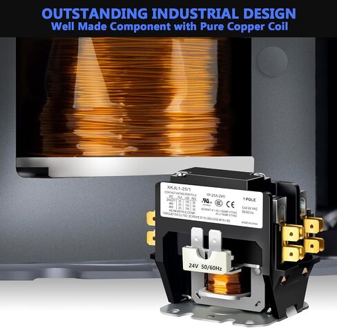 قواطع HVAC، FOCSPROD 25 أمبير قطب واحد / 1 قواطع قطب 24V ملف AC قواطع، مكثف مكيف الهواء ضاغط قواطع AC قواطع غرض محدد، مدرج في قائمة UL in Saudi Arabia