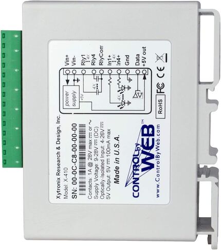 X-410 Industrial Web-Enabled Ethernet Relays, Digital Inputs, and Temperature/Humidity Monitor (Industrial Line Power 9-28 VDC) in Saudi Arabia