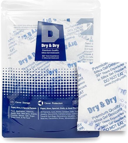Dry & Dry 5 Gram [50 Packets] Premium Silica Gel Silica Gel Packets Desiccants Silica Gel Packs - Rechargeable Moisture Absorbers, Desiccant Packets in Saudi Arabia