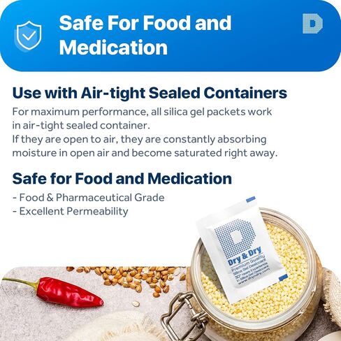 Dry & Dry 5 Gram [50 Packets] Premium Silica Gel Silica Gel Packets Desiccants Silica Gel Packs - Rechargeable Moisture Absorbers, Desiccant Packets in Saudi Arabia