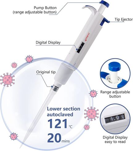 FOUR E'S SCIENTIFIC 1-5ml High-Accurate Single-Channel Manual Adjustable Variable Volume Pipettes in Saudi Arabia
