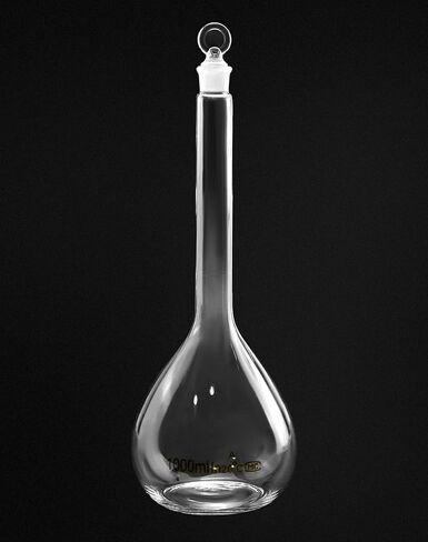 دورق حجمي QWORK سعة 1000 مل مع سدادة زجاجية، 4 عبوات 3.3 زجاج بوروسيليليك مرتفع، سدادة أرضية in Kuwait