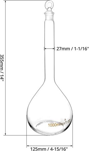 دورق حجمي QWORK سعة 1000 مل مع سدادة زجاجية، 4 عبوات 3.3 زجاج بوروسيليليك مرتفع، سدادة أرضية in Kuwait
