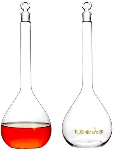 دورق حجمي QWORK سعة 1000 مل مع سدادة زجاجية، 4 عبوات 3.3 زجاج بوروسيليليك مرتفع، سدادة أرضية in Kuwait