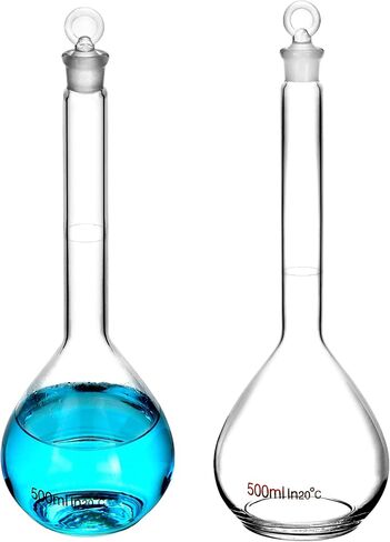 QWORK 1000ml Volumetric Flask with Glass Stopper, 4 Pack 3.3 High Borosilicate Glass, Ground Stopper in Saudi Arabia