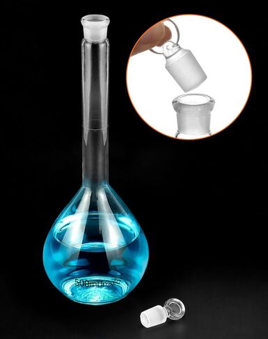 QWORK 1000ml Volumetric Flask with Glass Stopper, 4 Pack 3.3 High Borosilicate Glass, Ground Stopper in Saudi Arabia
