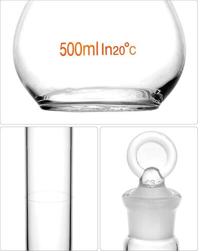 QWORK 1000ml Volumetric Flask with Glass Stopper, 4 Pack 3.3 High Borosilicate Glass, Ground Stopper in Saudi Arabia