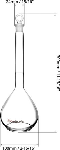 QWORK 1000ml Volumetric Flask with Glass Stopper, 4 Pack 3.3 High Borosilicate Glass, Ground Stopper in Saudi Arabia