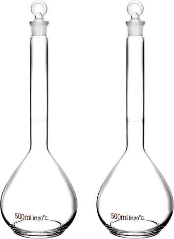 QWORK 1000ml Volumetric Flask with Glass Stopper, 4 Pack 3.3 High Borosilicate Glass, Ground Stopper in Saudi Arabia