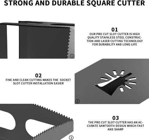 Square Slot Cutter, 2PCS Stainless Steel, Rectangle and Square, for Plastic, Metal, Low-Voltage Electrical Boxes Mounting in Saudi Arabia