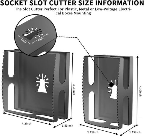 Square Slot Cutter, 2PCS Stainless Steel, Rectangle and Square, for Plastic, Metal, Low-Voltage Electrical Boxes Mounting in Saudi Arabia