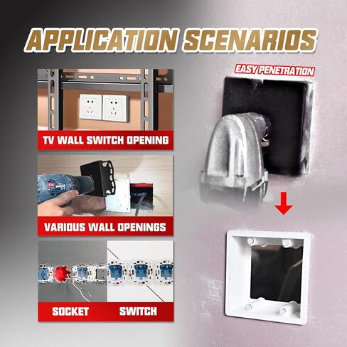 قطعتان من قاطع الفتحات المربعة، أداة قطع الحوائط الجافة، أداة قطع في مكانها بخطوة واحدة للجدران الجافة والمعادن البلاستيكية والخشب وما إلى ذلك (مستطيل + مربع) in Kuwait