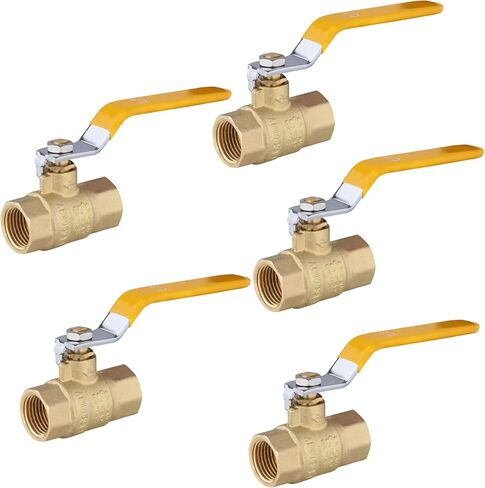 GUOFIS 1/2" Heavy Duty Full Port Brass Ball Valve,600 WOG FNPT FIP Threaded Valve for Compressed Air, Water, Plumbing or Oil(Blue Handle,10Pack) in Kuwait