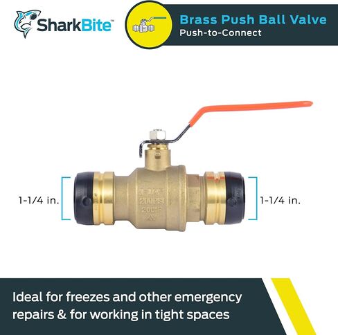 صمام كروي SharkBite Max 1/2 بوصة، ادفع لتوصيل تركيبات السباكة النحاسية، إيقاف المياه، أنبوب PEX، النحاس، CPVC، PE-RT، HDPE، UR22222A in Saudi Arabia