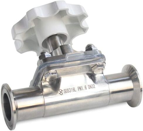 مزورة الفولاذ المقاوم للصدأ صمام الحجاب الحاجز 316l ثلاثي المشبك صمام الحجاب الحاجز سيليكون ختم 1.5 بوصة للتحكم في السوائل فائقة النقاء أو العقيمة أو المسببة للتآكل أو الكاشطة in Kuwait