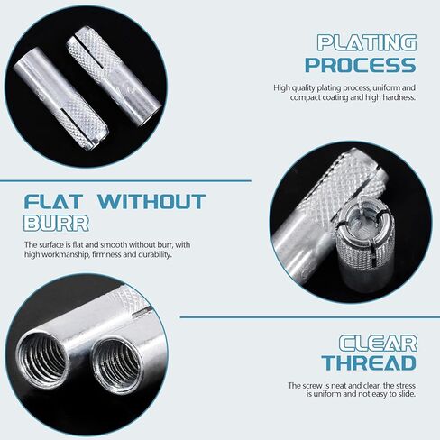 12 قطعة 3/8 بوصة من الحديد الفاخر المخرش في مجموعة المراسي، مثبتات توسيع السطح المطلية بالزنك للخرسانة الصلبة (3/8 بوصة) in Kuwait