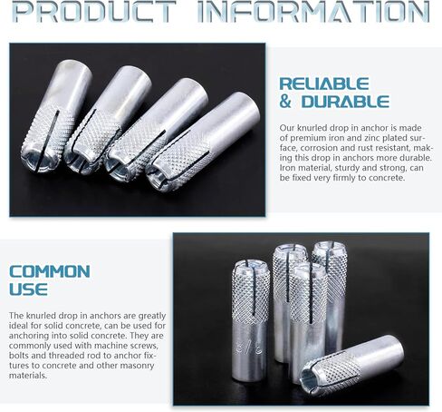 12 قطعة 3/8 بوصة من الحديد الفاخر المخرش في مجموعة المراسي، مثبتات توسيع السطح المطلية بالزنك للخرسانة الصلبة (3/8 بوصة) in Kuwait