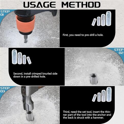 12 قطعة 3/8 بوصة من الحديد الفاخر المخرش في مجموعة المراسي، مثبتات توسيع السطح المطلية بالزنك للخرسانة الصلبة (3/8 بوصة) in Kuwait