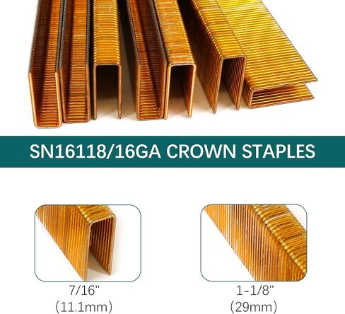 16 دبابيس متوسطة الحجم بلمسة نهائية على شكل تاج 7/16 بوصة (11 ملم) × 1-1/8 بوصة (29 ملم) دبابيس مجلفنة كهربائيًا [1,200 حزمة] in Kuwait