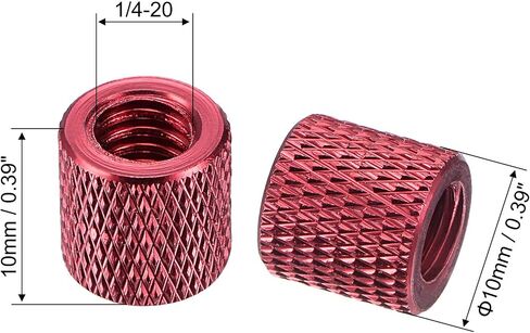 uxcell 1/4-20 x 10mm x 10mm Aluminum Alloy Hand Screw Nuts Diamond Knurl Knurled Camera Tripod Pass Hole Nut Black 4pcs in Saudi Arabia