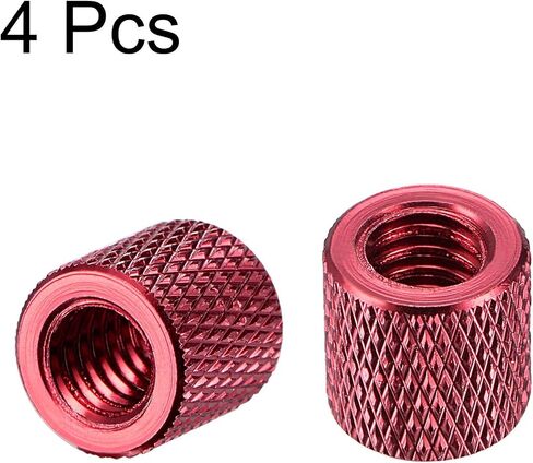 uxcell 1/4-20 x 10mm x 10mm Aluminum Alloy Hand Screw Nuts Diamond Knurl Knurled Camera Tripod Pass Hole Nut Black 4pcs in Saudi Arabia