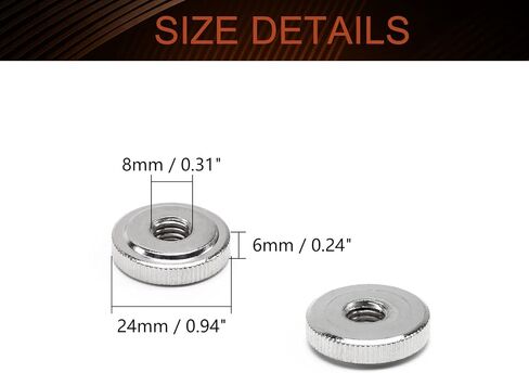 10 قطع من صواميل الإبهام المخرشة المستديرة من MroMax M8x1.25mm قفل موصل ضبط المكسرات من خلال فتحة صواميل شد الجوز أنثى ملولبة من النوع الرقيق المطلي بالنيكل لأسرّة الطابعة ثلاثية الأبعاد، وأدوات الآلة in Kuwait