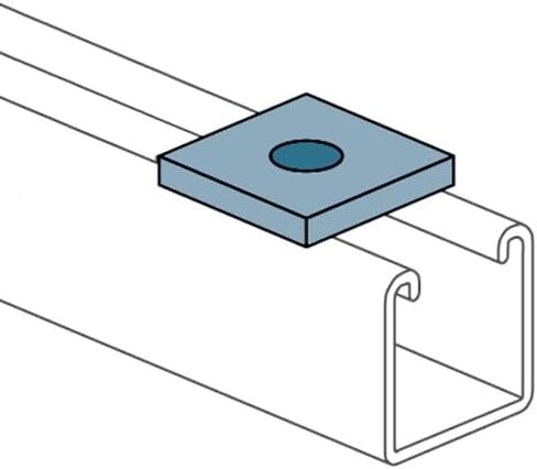 20 Pcs Square Channel Washer with Tapped Hole, Fit 3/8"-16 Bolt for 1-5/8" Strut Channels, Electrogalvanized Carbon Steel Heavy Duty Bearing Plate, 5.6mm Thickness in Kuwait