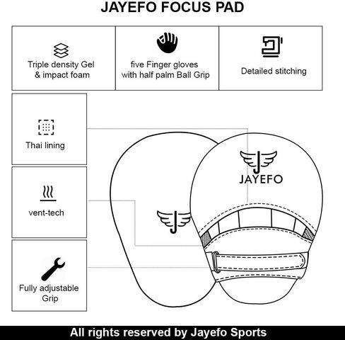 Jayefo Glorious Boxing Pads Focus Mitts for Training - Punching Blocking Pad for Boxing, Kick Boxing, MMA, Muay Thai and Material Arts - Curved Punch Mitts - Standard Size - Black in Kuwait