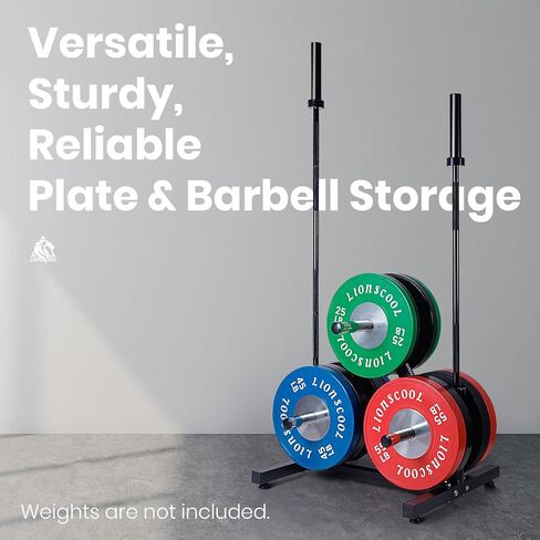 شجرة لوحة الوزن الأولمبية مقاس 2 بوصة من LIONSCOOL وحاملي أثقال، رف تخزين ألواح ممتصة للصدمات مع عجلات اختيارية، سعة الوزن 650 رطل/1000 رطل متاحة in Kuwait