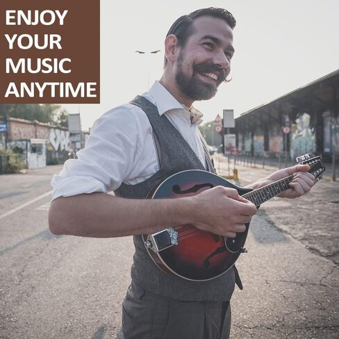 Mandolin A Style Acoustic 8 String Mandolins Electric Mandolins Instrument خشب التنوب مع أوتار موالف، حزام حقيبة أزعج يختار شماعات للبالغين المبتدئين (Redbrust-Electric) in Kuwait