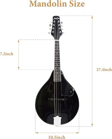 نموذج آلة المندولين للمبتدئين والأطفال والكبار. مجموعة مندولين صوتي مكونة من 8 أوتار من شجرة التنوب والسابيلي؛ مجموعة المبتدئين: موالف، أوتار، أشرطة، اختيار، قطعة قماش للمسح، أسود لامع in Kuwait