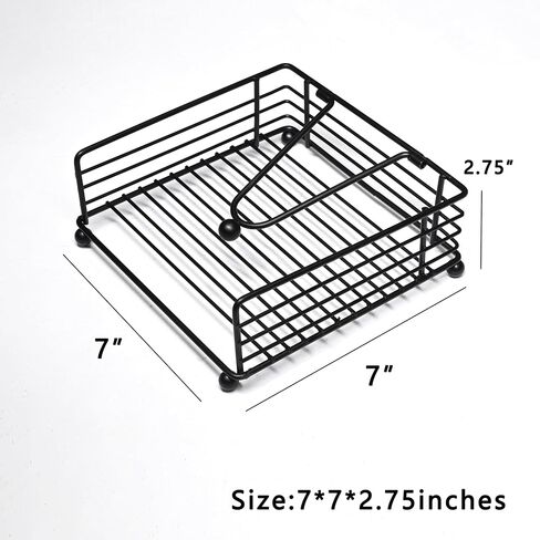 حامل مناديل، حامل مناديل للمناديل الورقية، حامل مناديل للطاولة، موزع مناديل. للمطبخ أو غرفة الطعام، حامل مناديل بسيط ومريح ومستقر، أسود in Kuwait