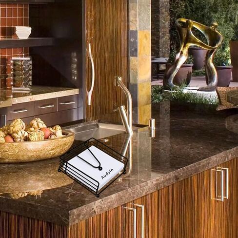 حامل مناديل، حامل مناديل للمناديل الورقية، حامل مناديل للطاولة، موزع مناديل. للمطبخ أو غرفة الطعام، حامل مناديل بسيط ومريح ومستقر، أسود in Kuwait