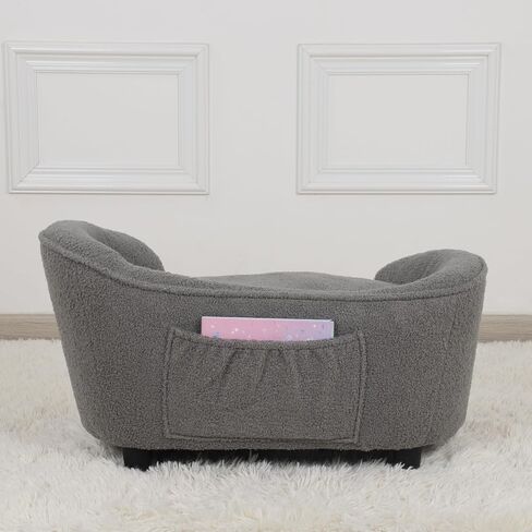 Pet Sofa Bed, Pet Dog Sofa with Adjustable Plastic Legs, Velvet Pet Couch Chair with Removeable & Washable Cushion for Small Dogs & Cats (Gray) in Saudi Arabia