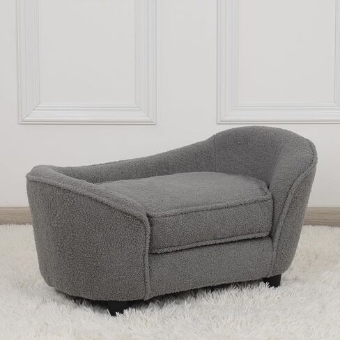 Pet Sofa Bed, Pet Dog Sofa with Adjustable Plastic Legs, Velvet Pet Couch Chair with Removeable & Washable Cushion for Small Dogs & Cats (Gray) in Saudi Arabia
