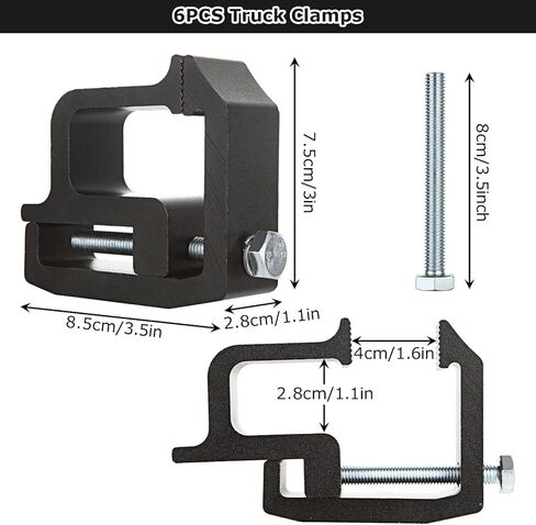 6PCS Camper Shell Clamps, Heavy Duty Truck Topper Clamps，Mounting Clamps Truck Bed Cover Clamps for Chevy Silverado Sierra 1500 2500 3500, Dodge Dakota Ram 1500 2500 3500, F150, F250, Toyota (Black) in Kuwait