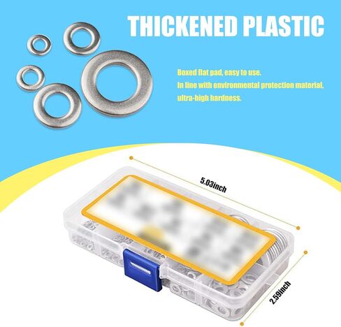 800 PCS Car Flat Washers, Sealing Washers with Plastic Box, O-Shape Rings Assortment Kit, Stainless Steel Washers Kit, Auto Sealing Part Replacements, Universal for Most Cars, Trucks (Silver) in Saudi Arabia