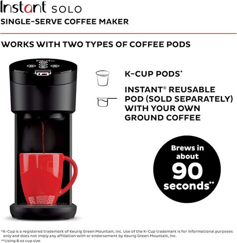 Instant Solo Single Serve Coffee Maker, From the Makers of Instant Pot, K-Cup Pod Compatible Coffee Brewer, Includes Bold Setting and 40oz. Water Reservoir, Brew 8 to 12oz., Black in Saudi Arabia