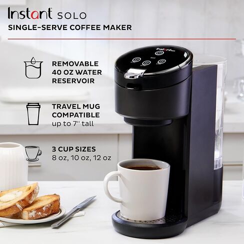 Instant Solo Single Serve Coffee Maker, From the Makers of Instant Pot, K-Cup Pod Compatible Coffee Brewer, Includes Bold Setting and 40oz. Water Reservoir, Brew 8 to 12oz., Black in Saudi Arabia