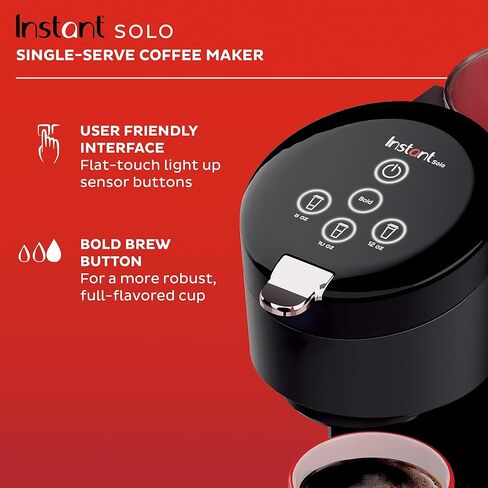 Instant Solo Single Serve Coffee Maker, From the Makers of Instant Pot, K-Cup Pod Compatible Coffee Brewer, Includes Bold Setting and 40oz. Water Reservoir, Brew 8 to 12oz., Black in Saudi Arabia