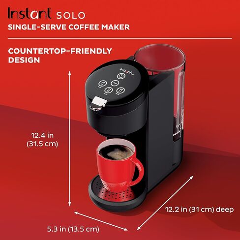 Instant Solo Single Serve Coffee Maker, From the Makers of Instant Pot, K-Cup Pod Compatible Coffee Brewer, Includes Bold Setting and 40oz. Water Reservoir, Brew 8 to 12oz., Black in Saudi Arabia