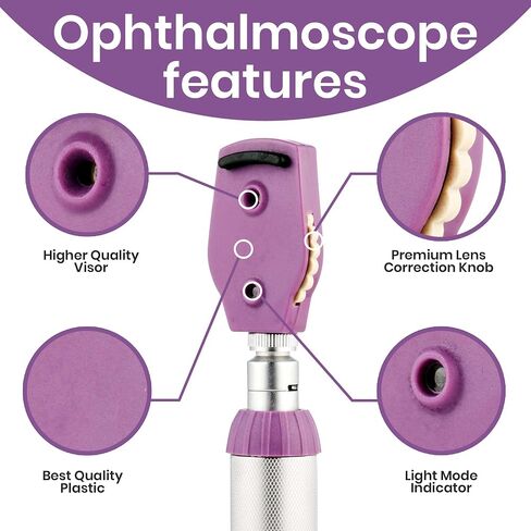 Zyrev Otoscope Oph Multi-Function Set - Otoscope/Opthalmoscope for Ear & Eye Examination - with Portable Carry Case, Sight Chart, Replacement Tips (Black) in Saudi Arabia