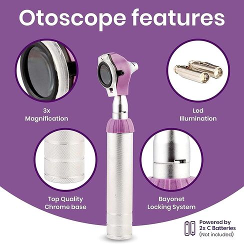 Zyrev Otoscope Oph Multi-Function Set - Otoscope/Opthalmoscope for Ear & Eye Examination - with Portable Carry Case, Sight Chart, Replacement Tips (Black) in Saudi Arabia
