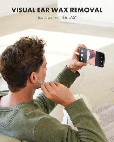 كاميرا أذن صغيرة بمنفذ USB، منظار الأذن الرقمي البصري Anykit بقطر 3.9 مم مع 6 مصابيح LED وأداة إزالة شمع الأذن للبالغين والأطفال، متوافقة مع iPhone وAndroid in Kuwait