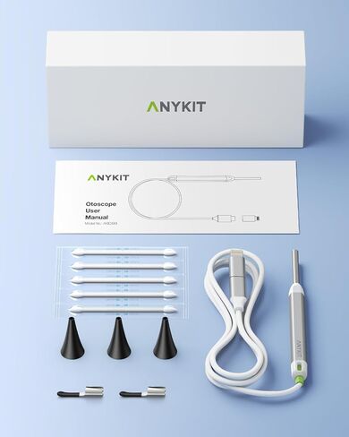 كاميرا أذن صغيرة بمنفذ USB، منظار الأذن الرقمي البصري Anykit بقطر 3.9 مم مع 6 مصابيح LED وأداة إزالة شمع الأذن للبالغين والأطفال، متوافقة مع iPhone وAndroid in Kuwait