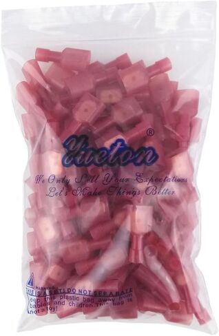 yueton® 100pcs Red 22/18- Gauge Nylon Female Fully-Insulated Quick Disconnects Wiring Spade Wire Crimp Terminal in Kuwait
